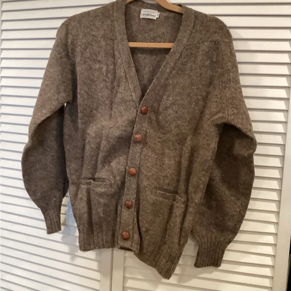 Saks Fifth Avenue Vintage Brown Tweed Cardigan 1960s Rare 100% wool RARE - Picture 4 of 13